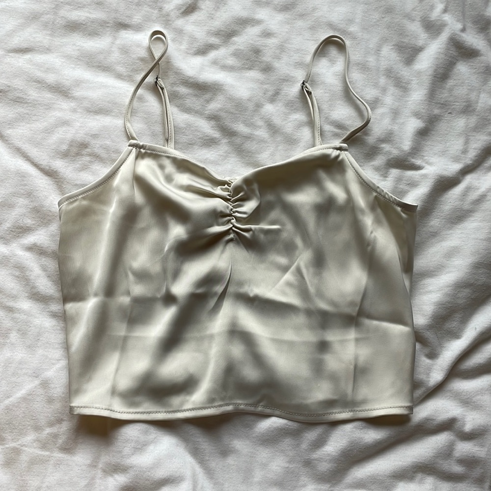 cute bp semi cropped silk tank